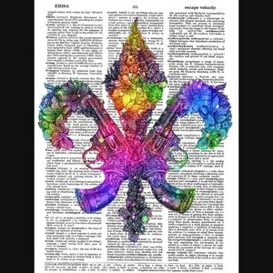 Fluer De Lis Pistol Vintage Dictionary Art Print